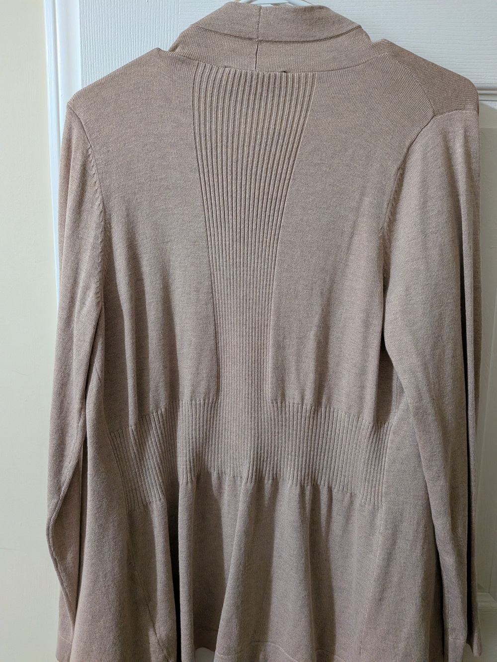 Laura Beige Open-Front Ruffle Cardigan - Picture 4 of 7